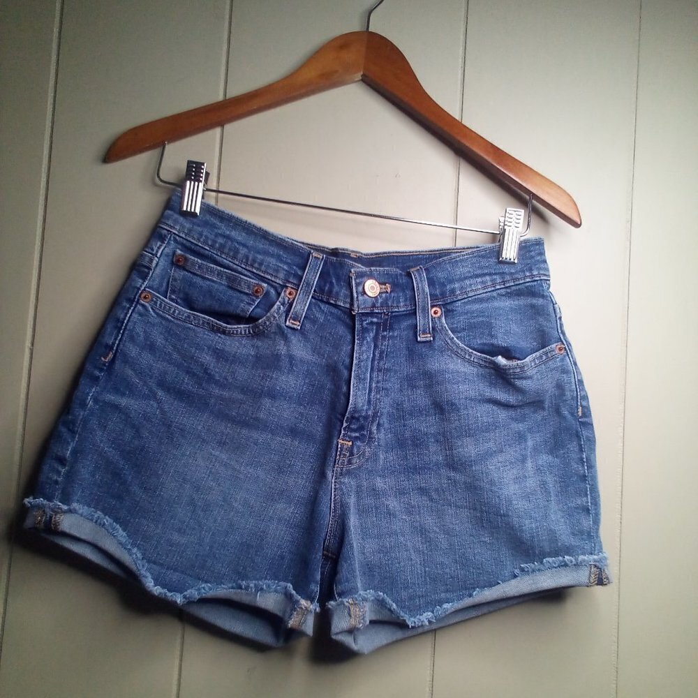 J Crew Mercantile Cut-off Denim Shorts 26 Raw Hem Blue